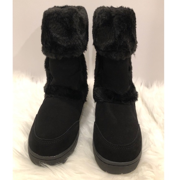 NWT Style & Co Witty Black Suede Faux Fur Boots Size 7 New in Box - Picture 1 of 9